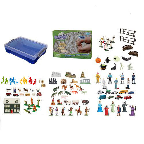 Complete Sand Play Introductory Set (Tray, Sand, & Miniatures) 2020 —  ChildTherapyToys